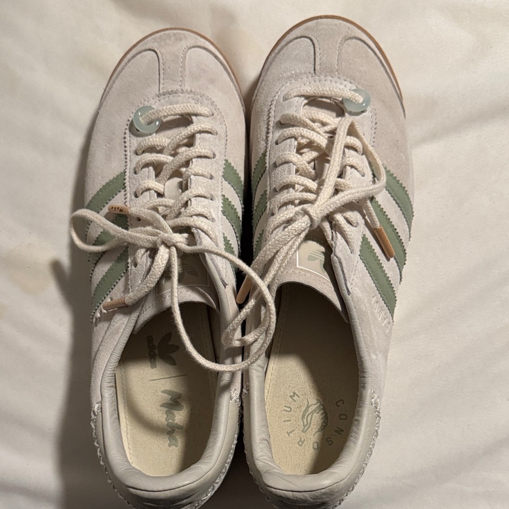 Adidas Cream and Olive Sneakers